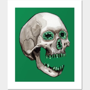 Emerald Geode Crystal Skull Posters and Art